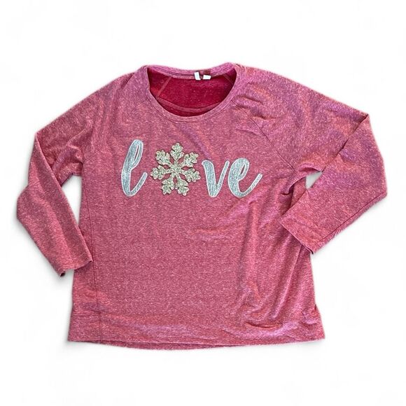 EST. 1946 LOVE Long Sleeve Pullover Embellished Snowflake - Picture 7 of 7